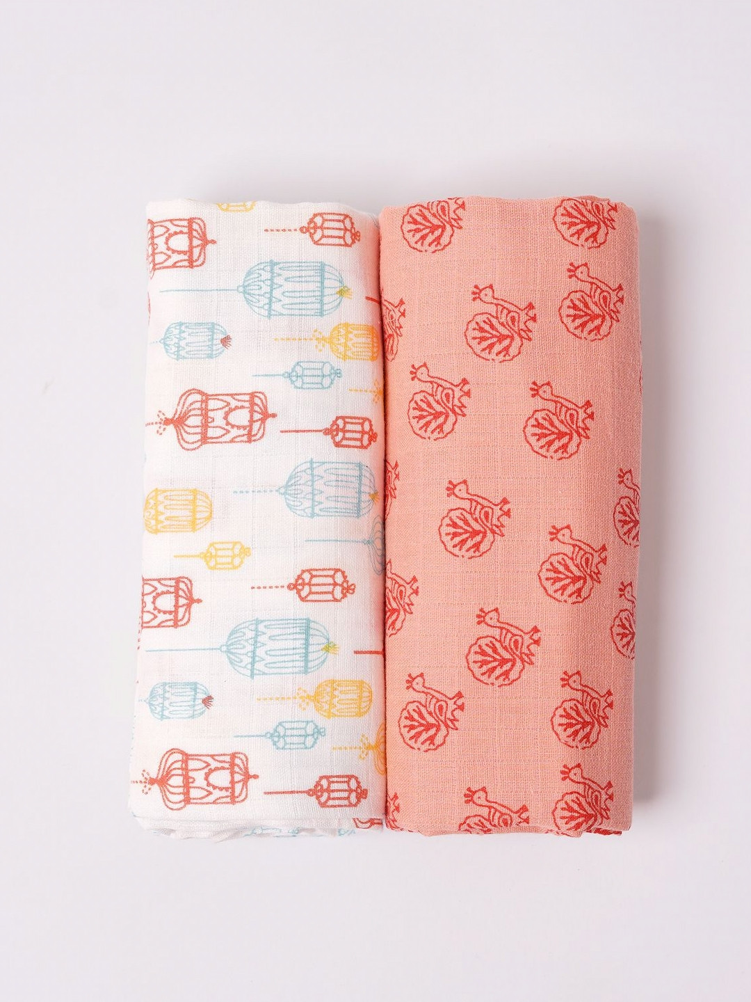 TIDY SLEEP Orange & White 2 Pieces Floral Mild Winter 210 GSM Cotton Single Bed Dohar