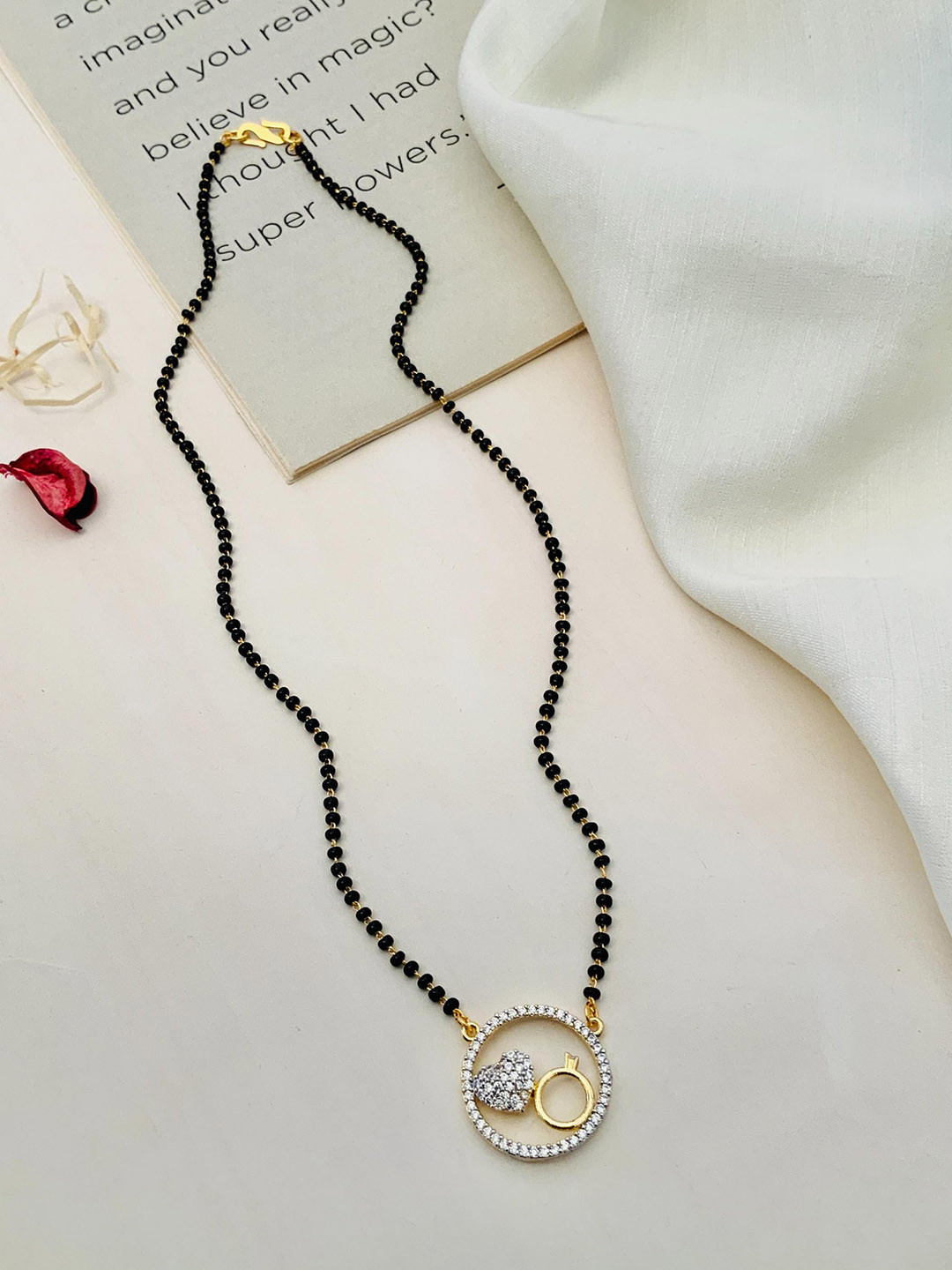 ABDESIGNS Gold-Plated Artificial American Diamond Mangalsutra