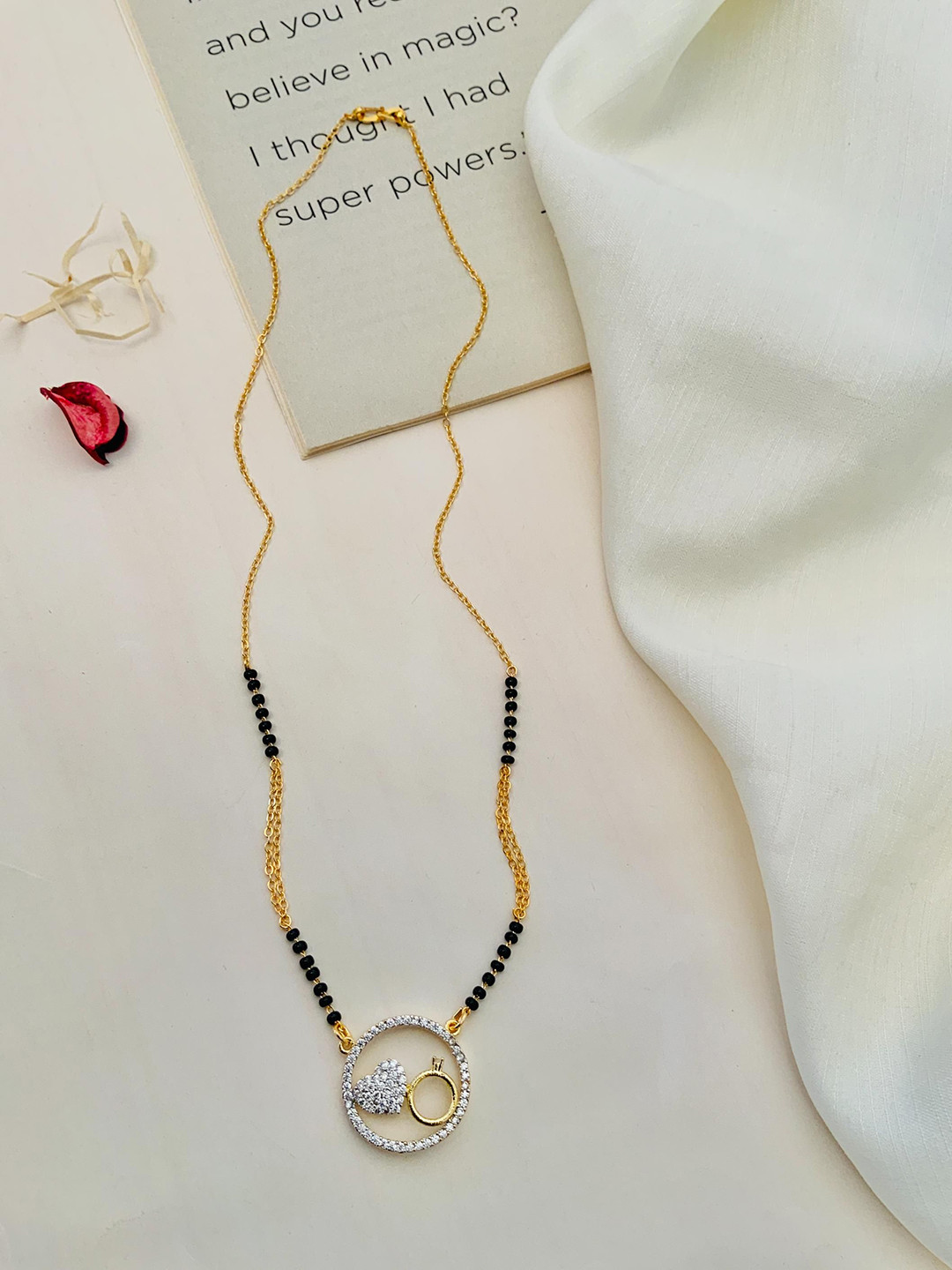 ABDESIGNS Gold-Plated Artificial American Diamond Mangalsutra