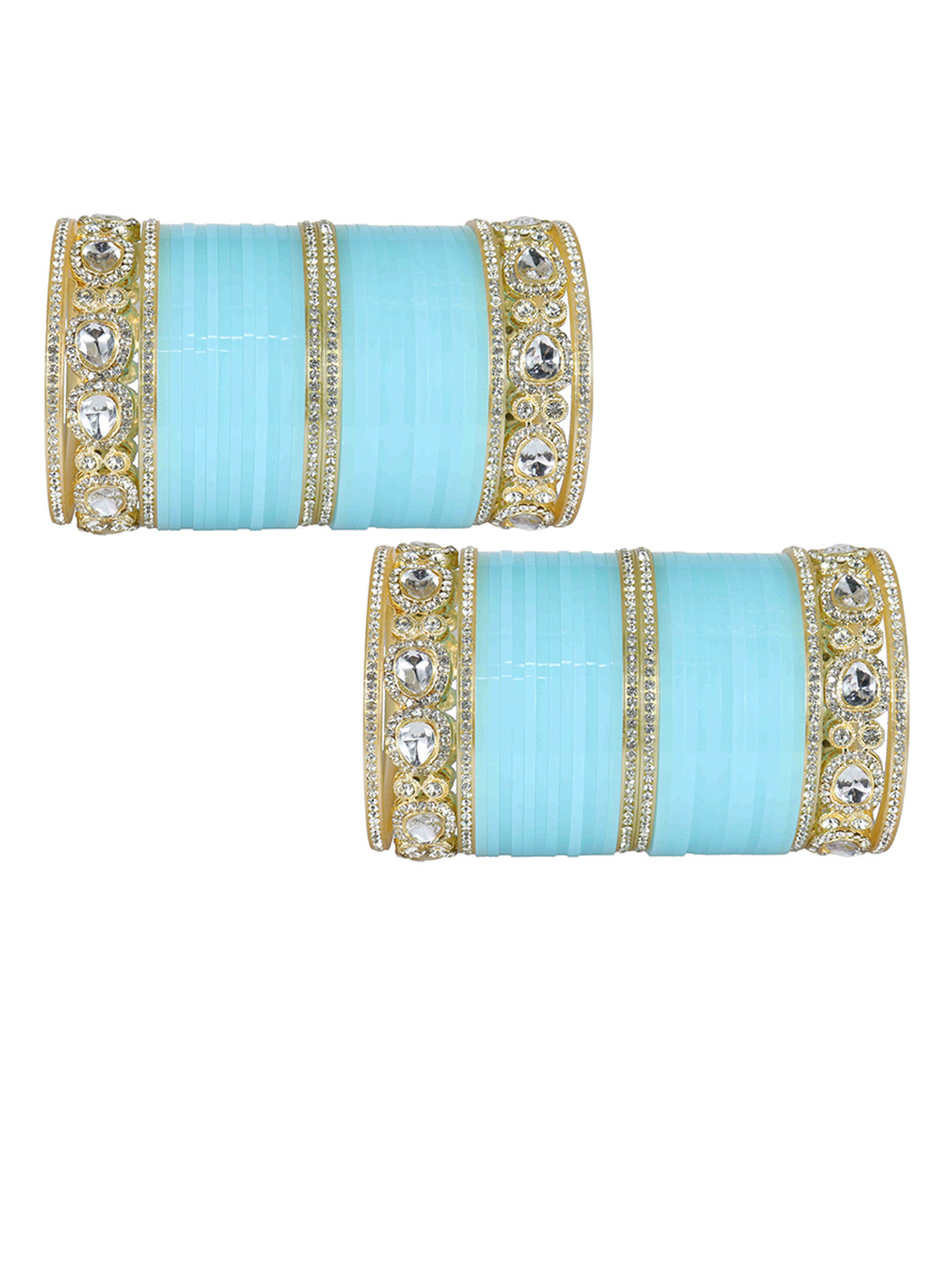 LAVAZZA Set Of 64 Gold-Plated Crystal Studded Chuda Bangles