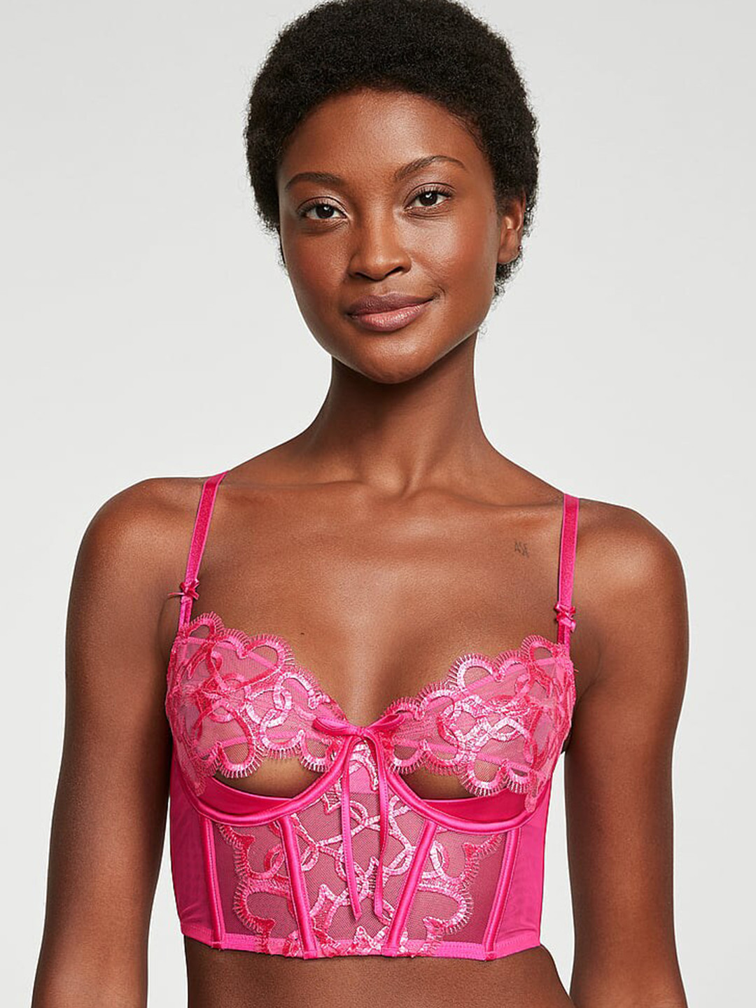 Victoria's Secret Dream Angels Wicked Shimmer Heart Embroidery Open-Cup Corset Embellished Top