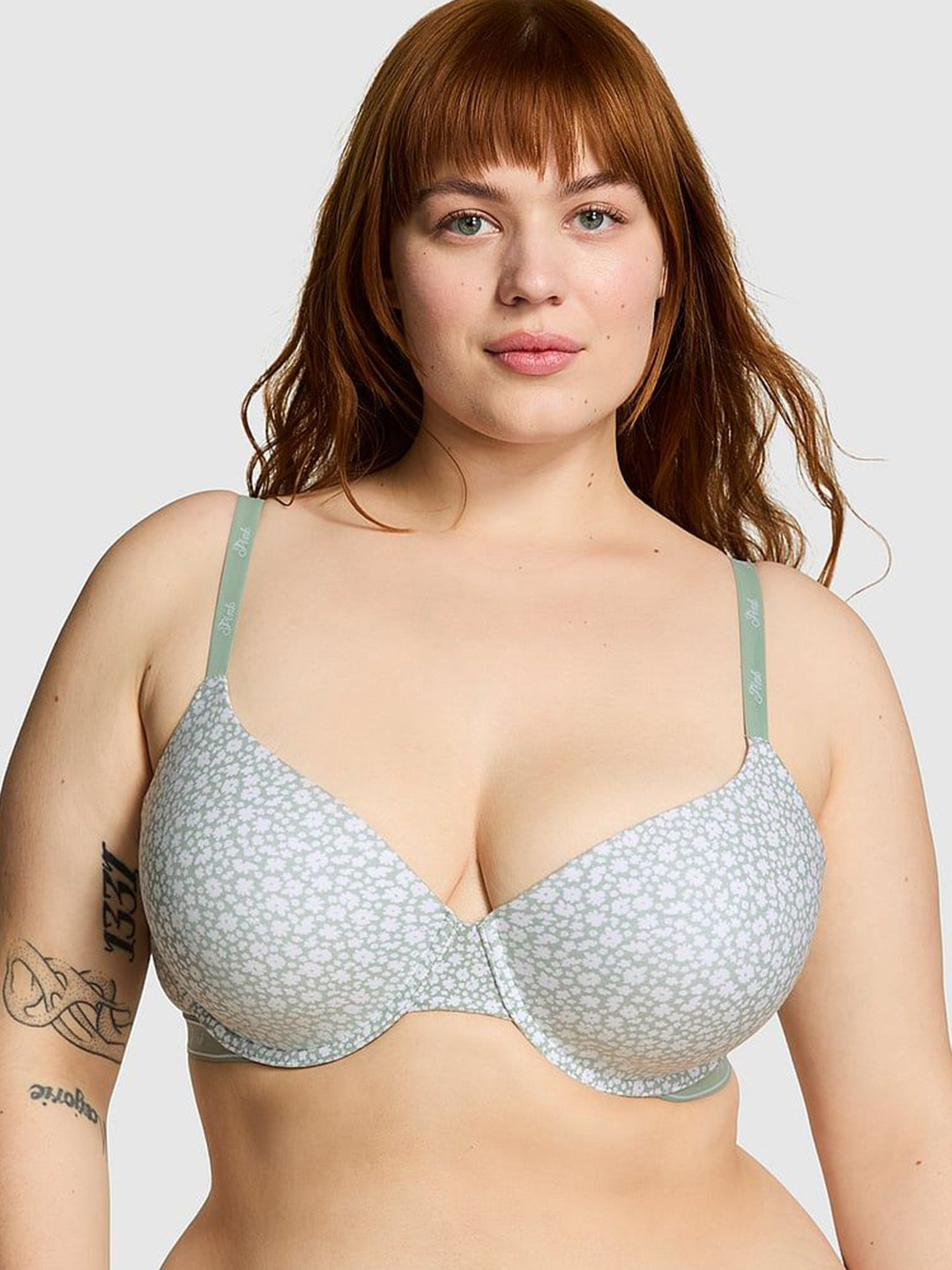 Victoria's Secret PINK Plus Size Printed Lightly Lined T-Shirt Bra With All Day Comfort