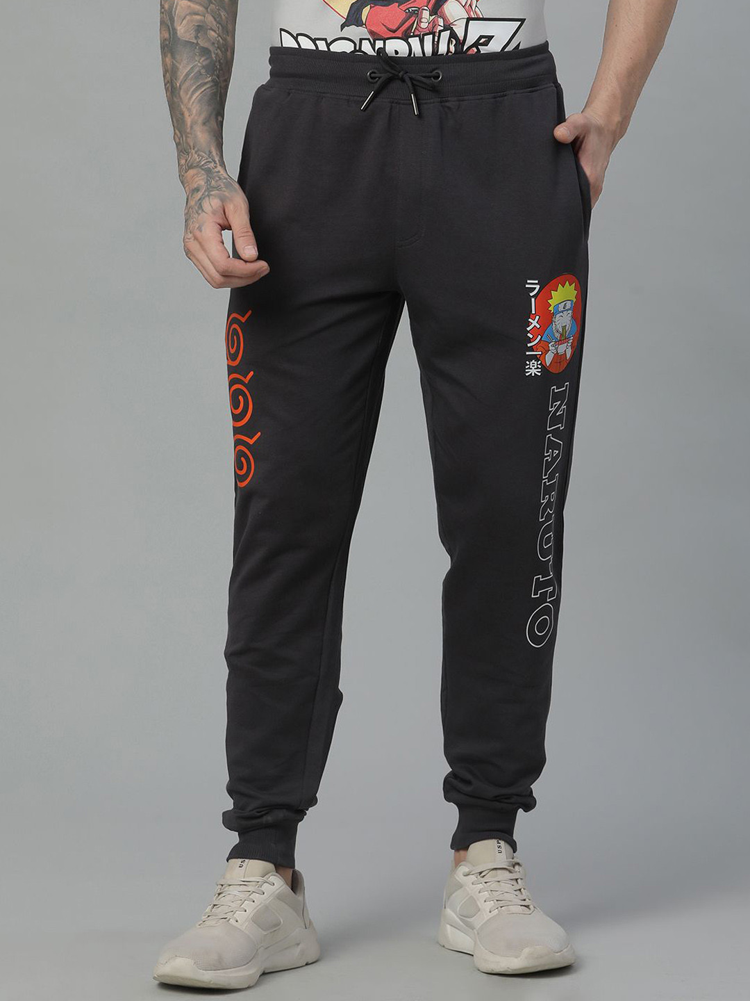 Free Authority Men Naruto Anime Printed Mid Rise Regular Fit Joggers Track Pants