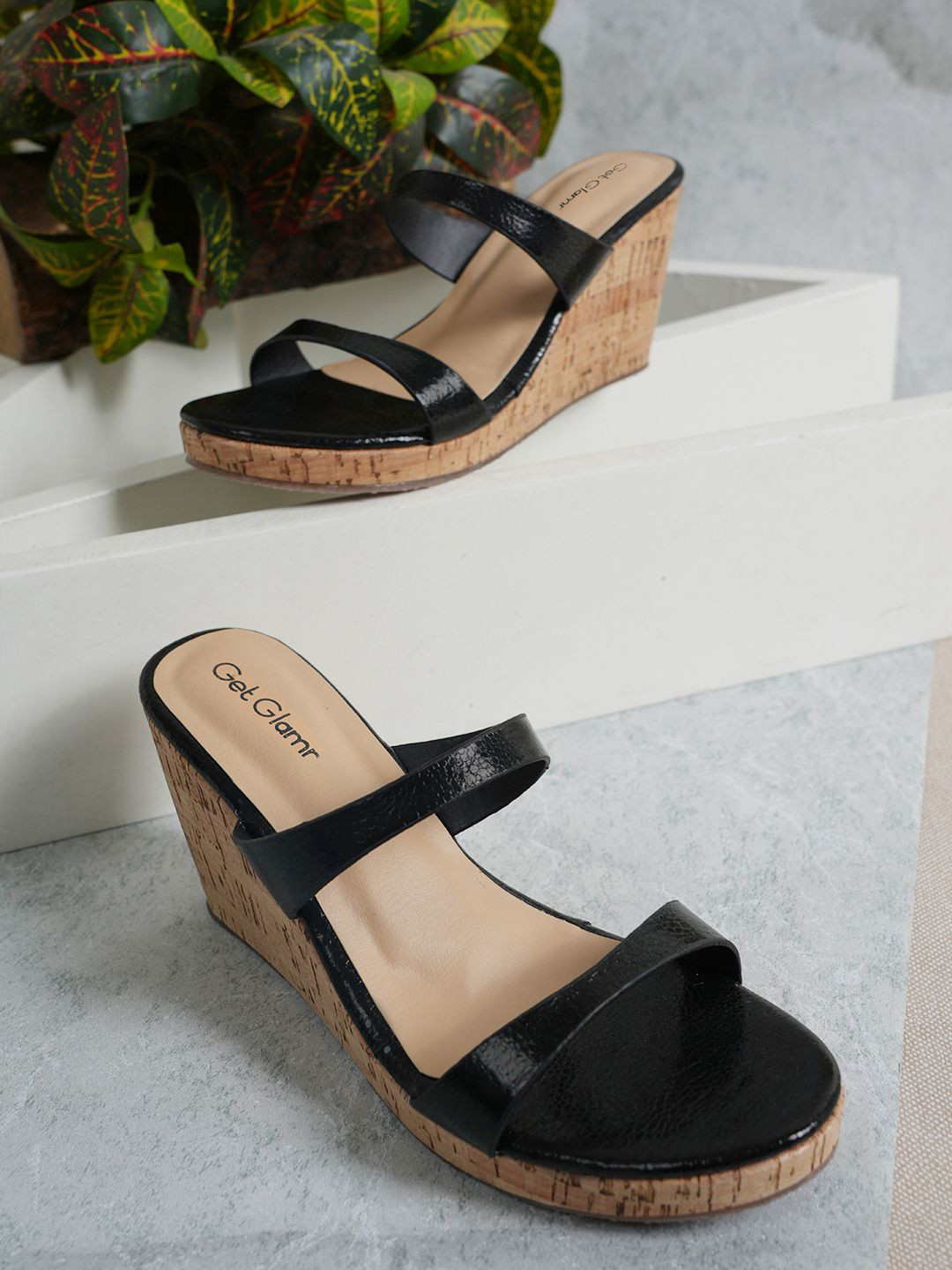 Get Glamr Open Toe Wedge Heels