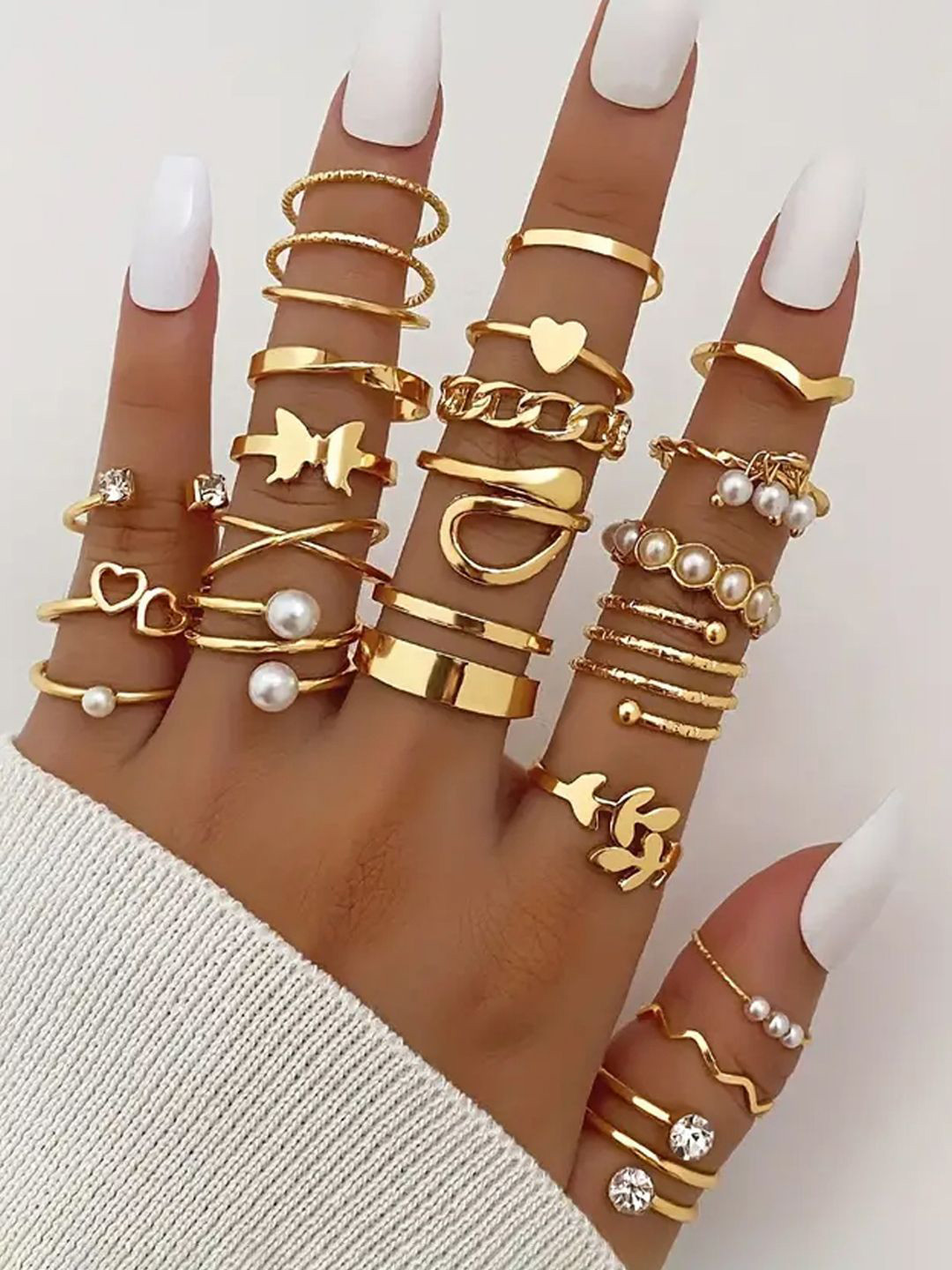 Jewels Galaxy Set of 22 Gold-Plated Stackable Rings
