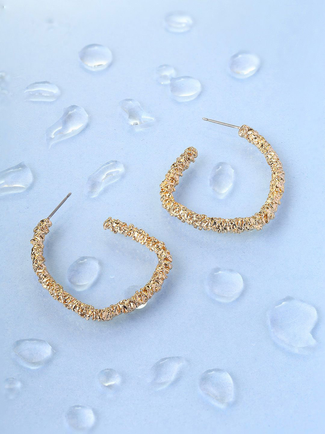 Priyaasi Gold Plated Shimmer Hoop Earrings