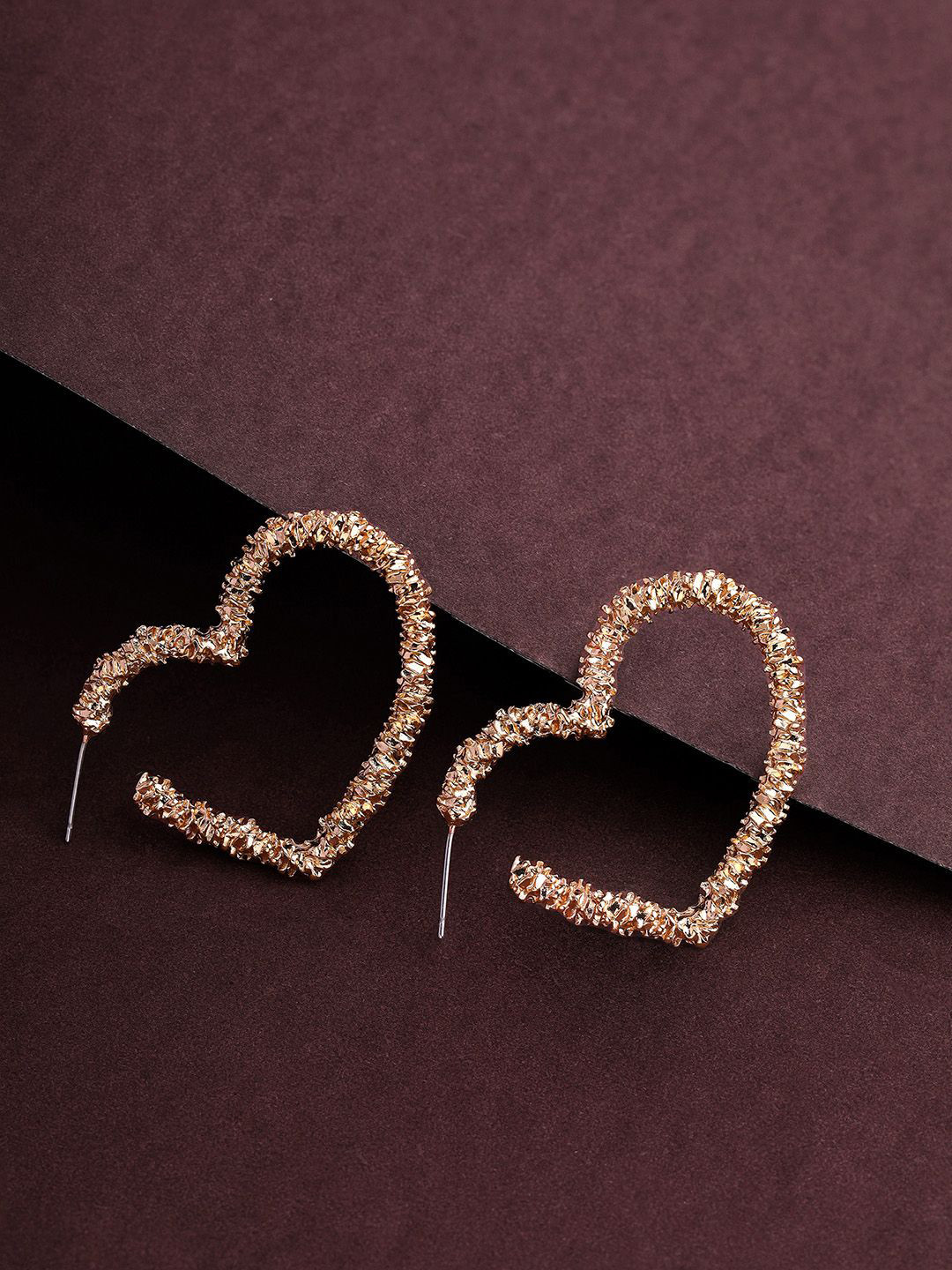 Priyaasi Gold Plated Heart Shape Hoop Earrings