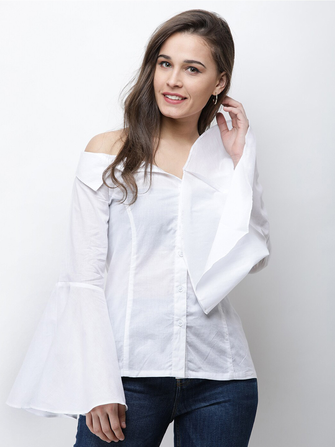 BAESD Cotton Bell Sleeves Shirt Style Top