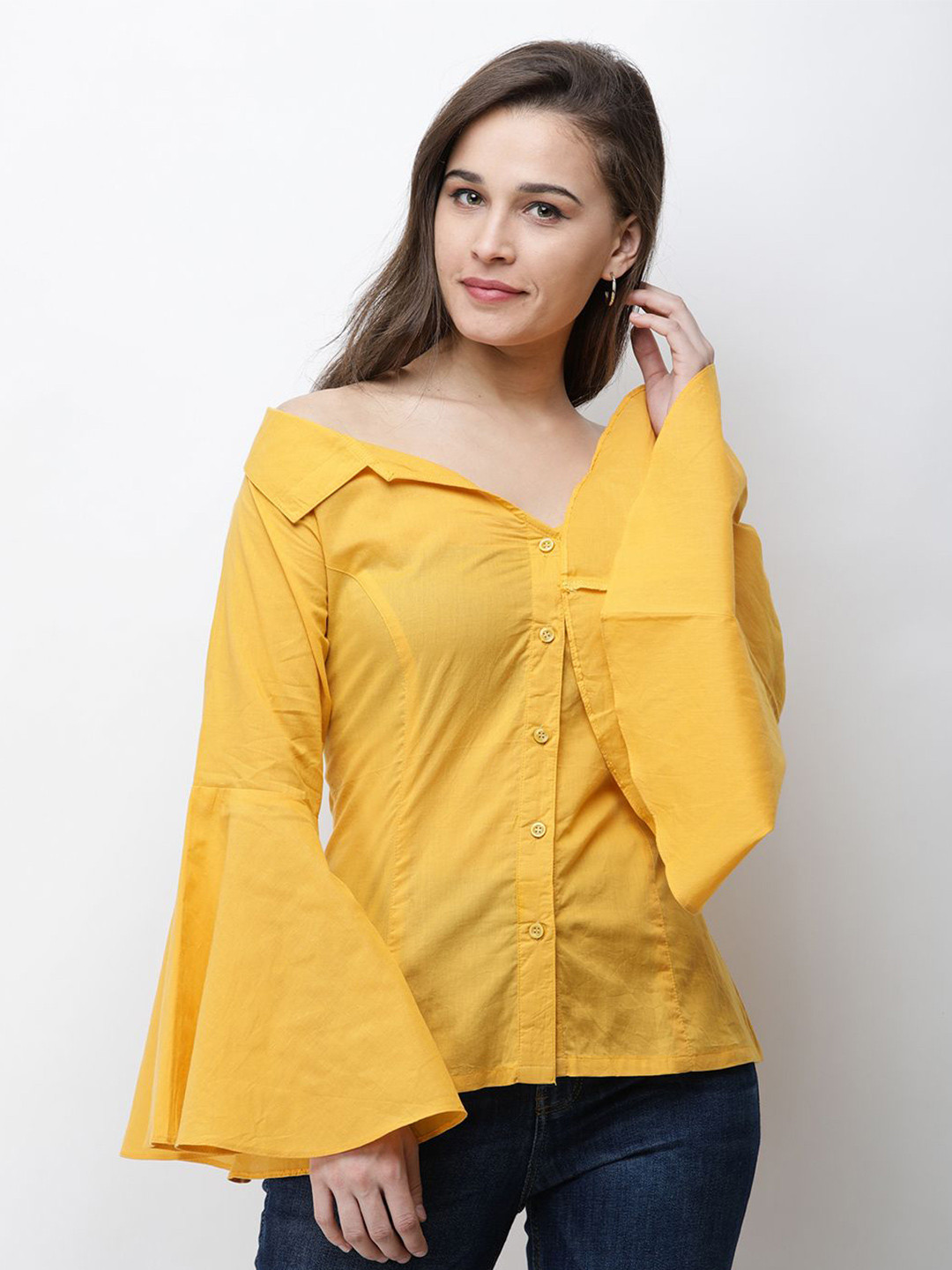 BAESD Cotton Bell Sleeves Shirt Style Top