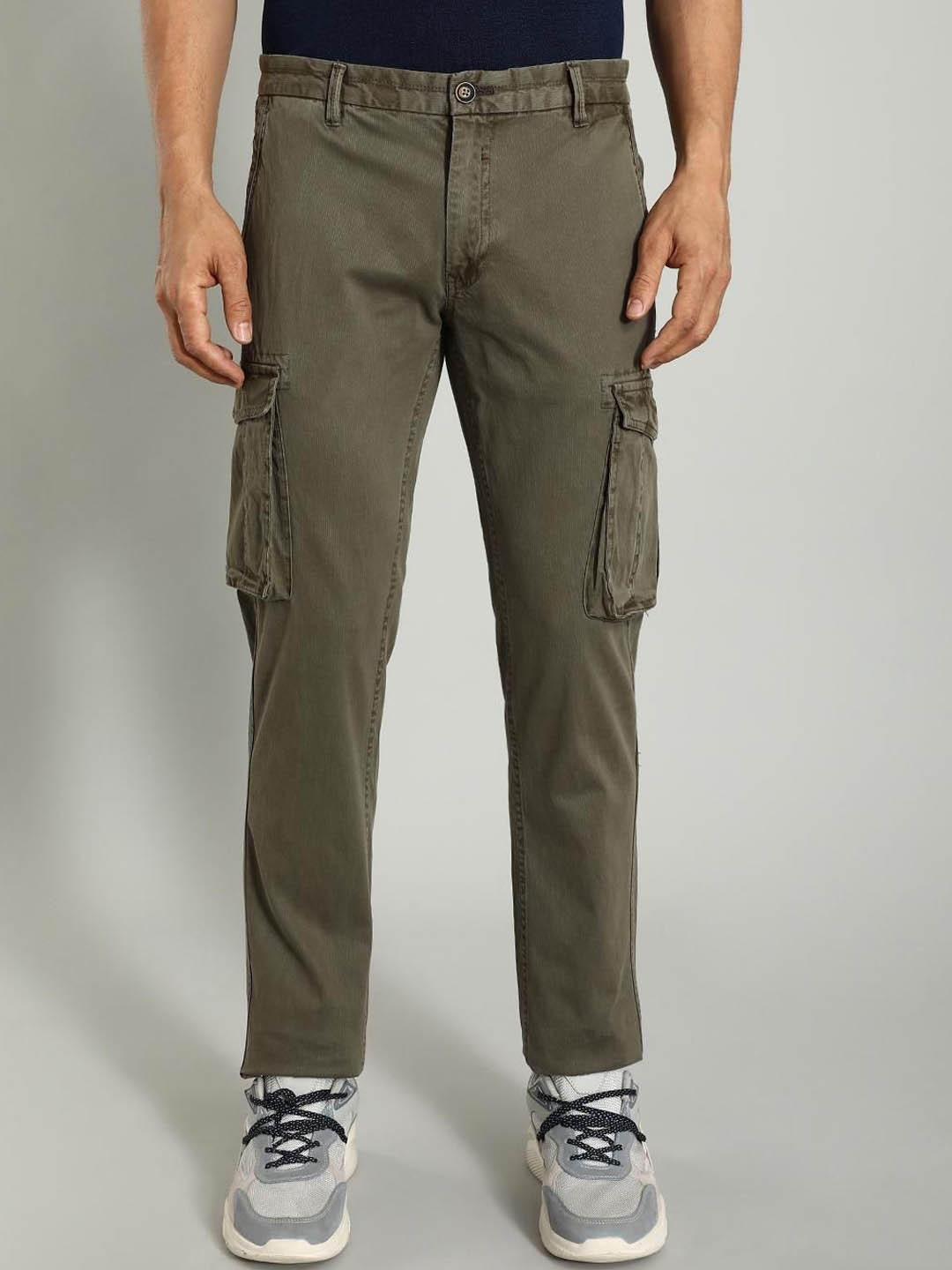 Indian Terrain Men Brooklyn Slim Fit Denim Cargos Trouser