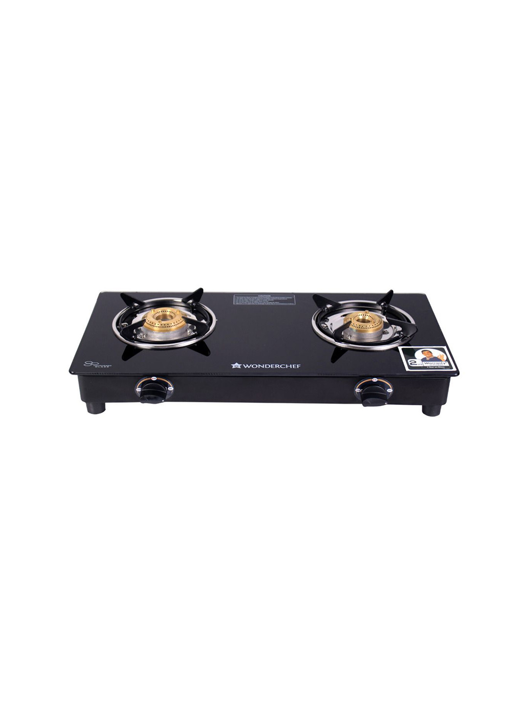 Wonderchef Black Glass 2 Burner Manual Gas Stove