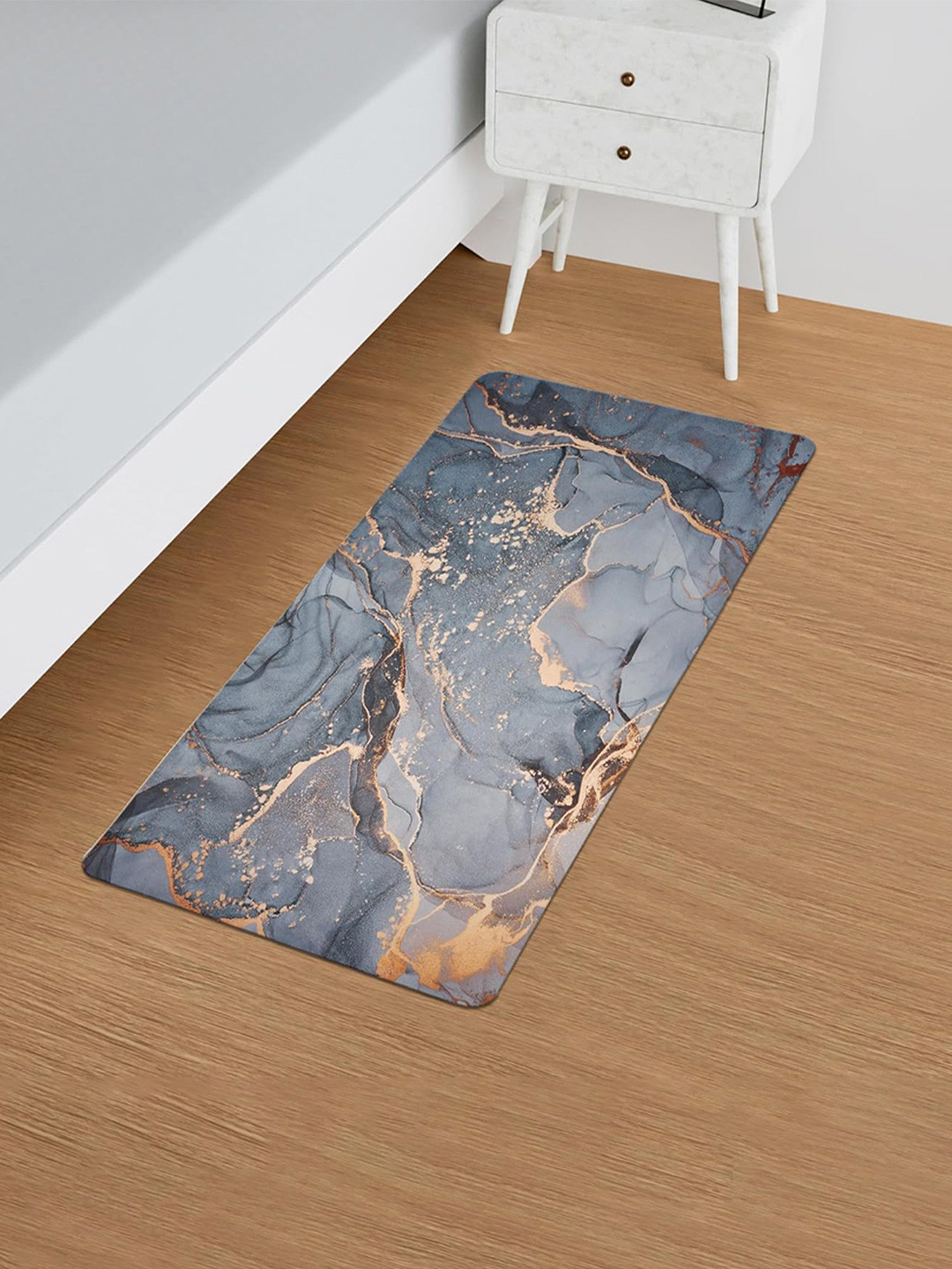 Kuber Industries Grey & Beige 2 Pieces Abstract Memory Foam Bed Side Runners