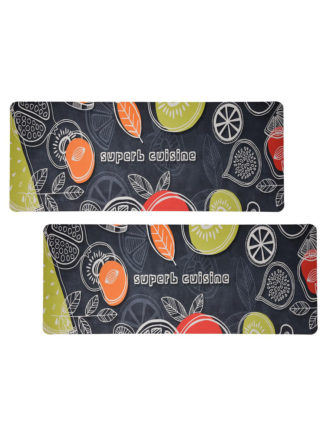 Kuber Industries Black 2 Pieces Abstract Bed Table Runners