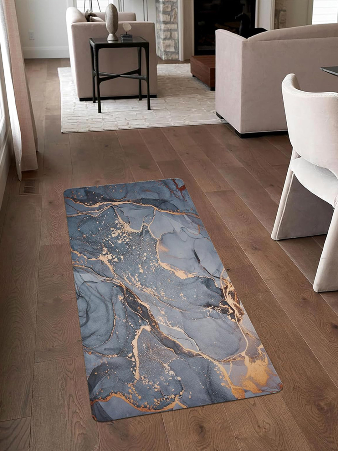 Kuber Industries Grey Abstract Printed Bed Side Runner