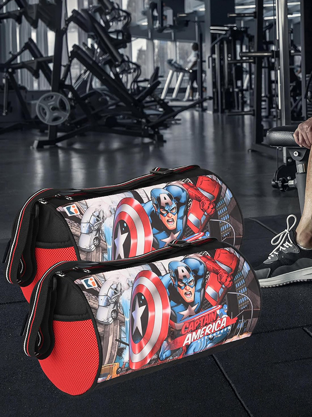 Kuber Industries Unisex Set of 2 Captain America Printed Medium Sports Duffel Bag
