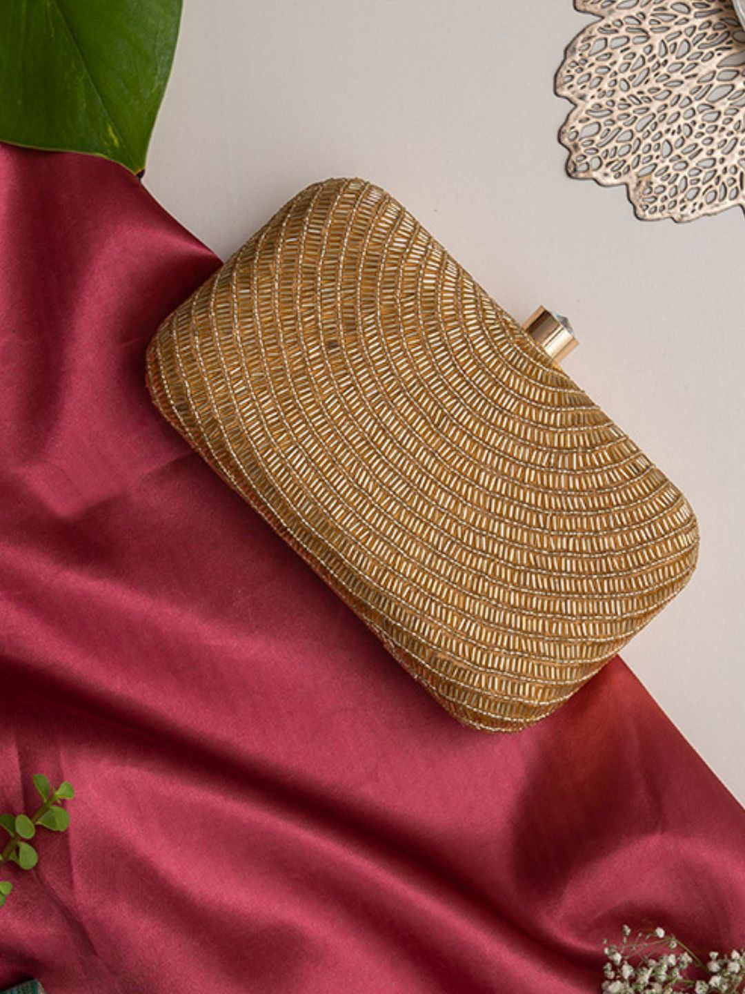 THE TAN CLAN Glitz Embroidered Box Clutch