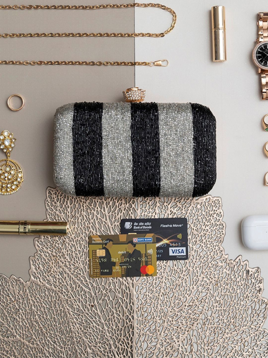 THE TAN CLAN Afshaan Embroidered Box Clutch