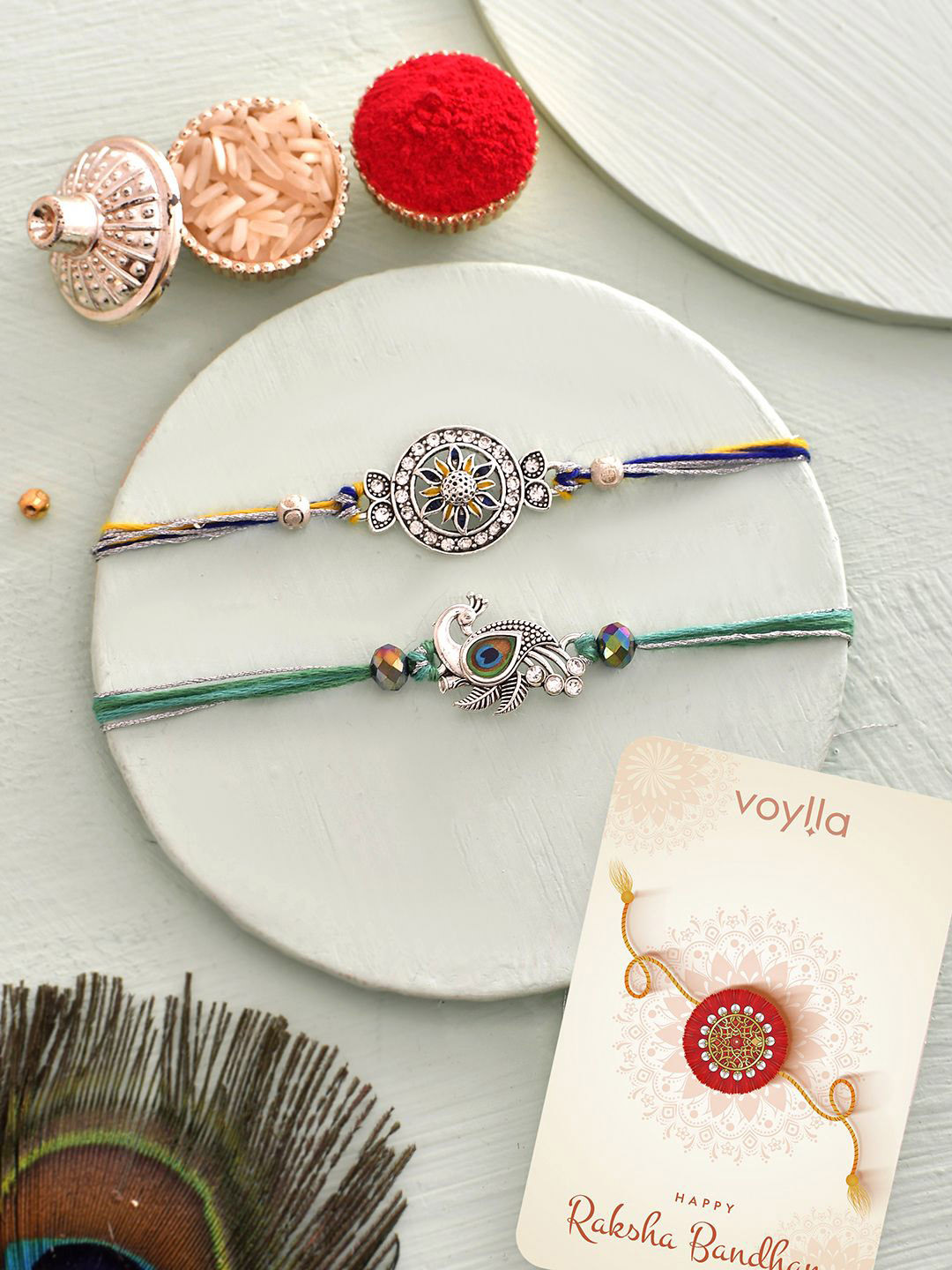 Voylla Divine Motifs Men's Embellished Thread Rakhi