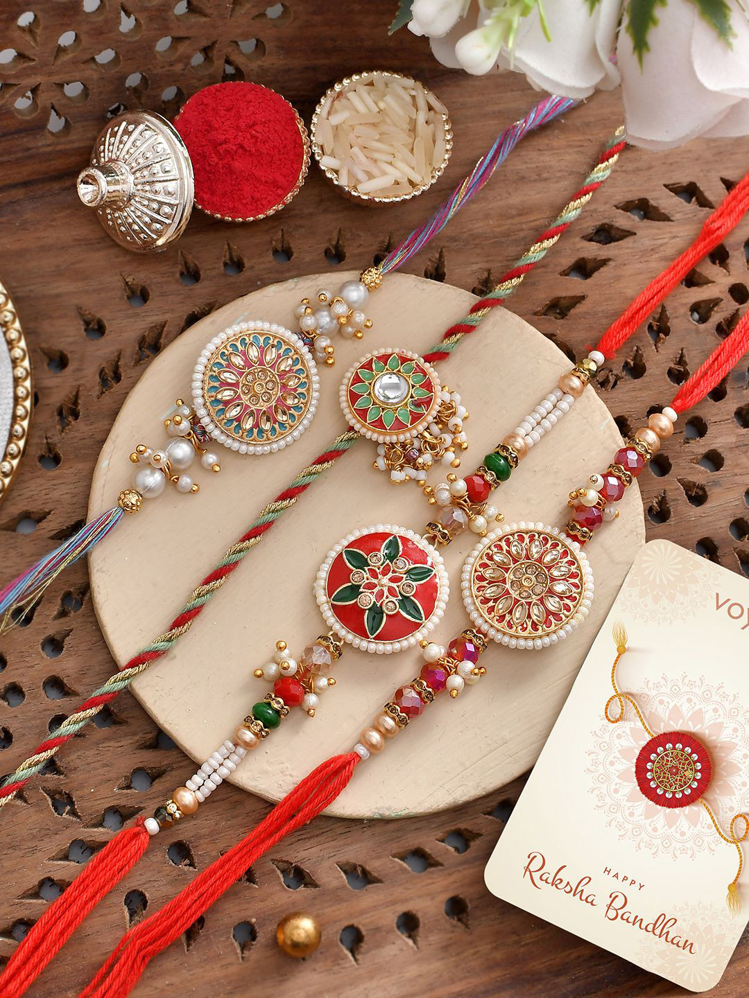 Voylla Pack Of 4 Colourful And Embellished Men's Rakhis