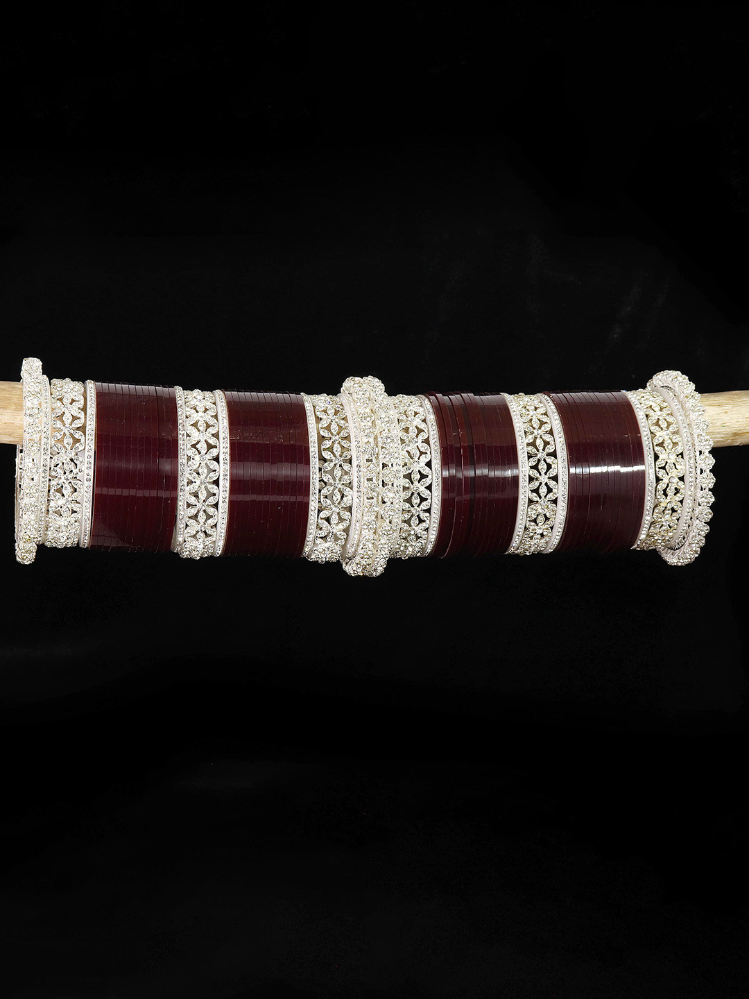 LAVAZZA Set Of 70 Gold Plated Crystals Studded Bangles