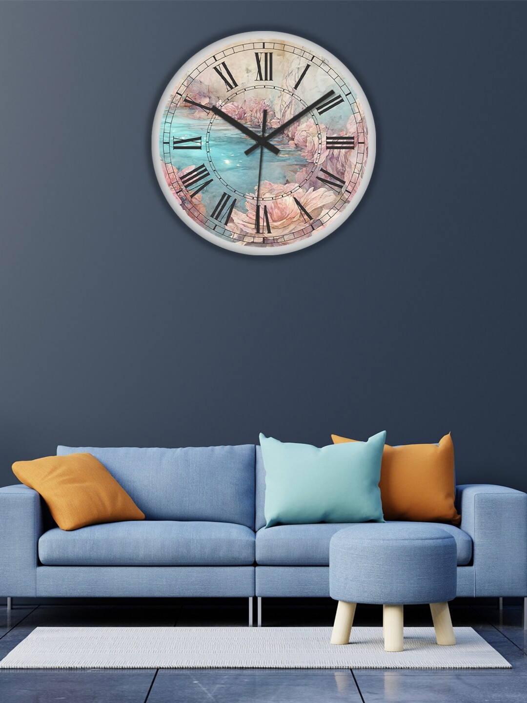 OLIVE TREE White Plastic Large Display Round Battery Analogue Wall Clock-30.4cm