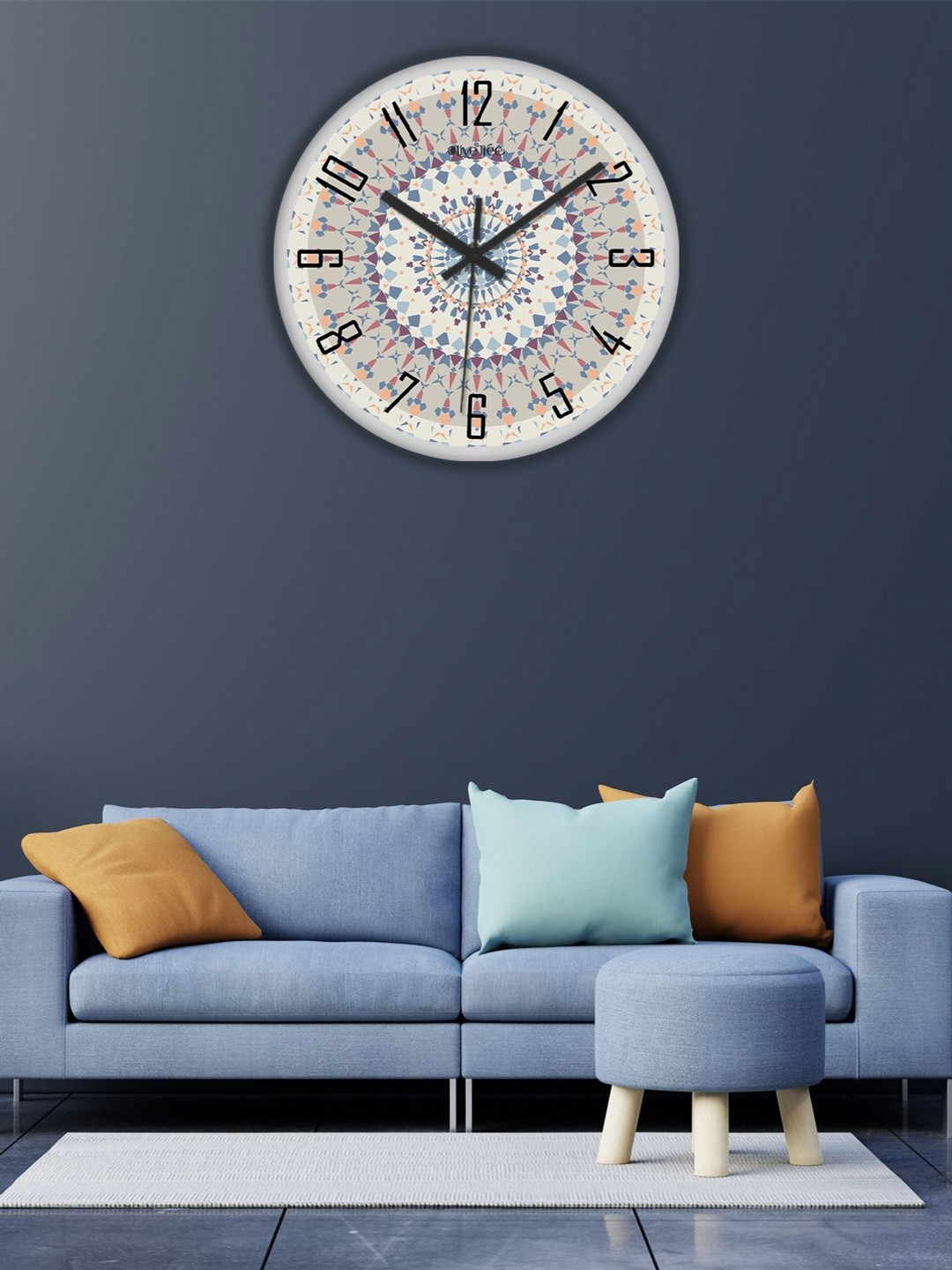 OLIVE TREE Plastic Non Ticking Round Battery Analogue Wall Clock-30.5cm