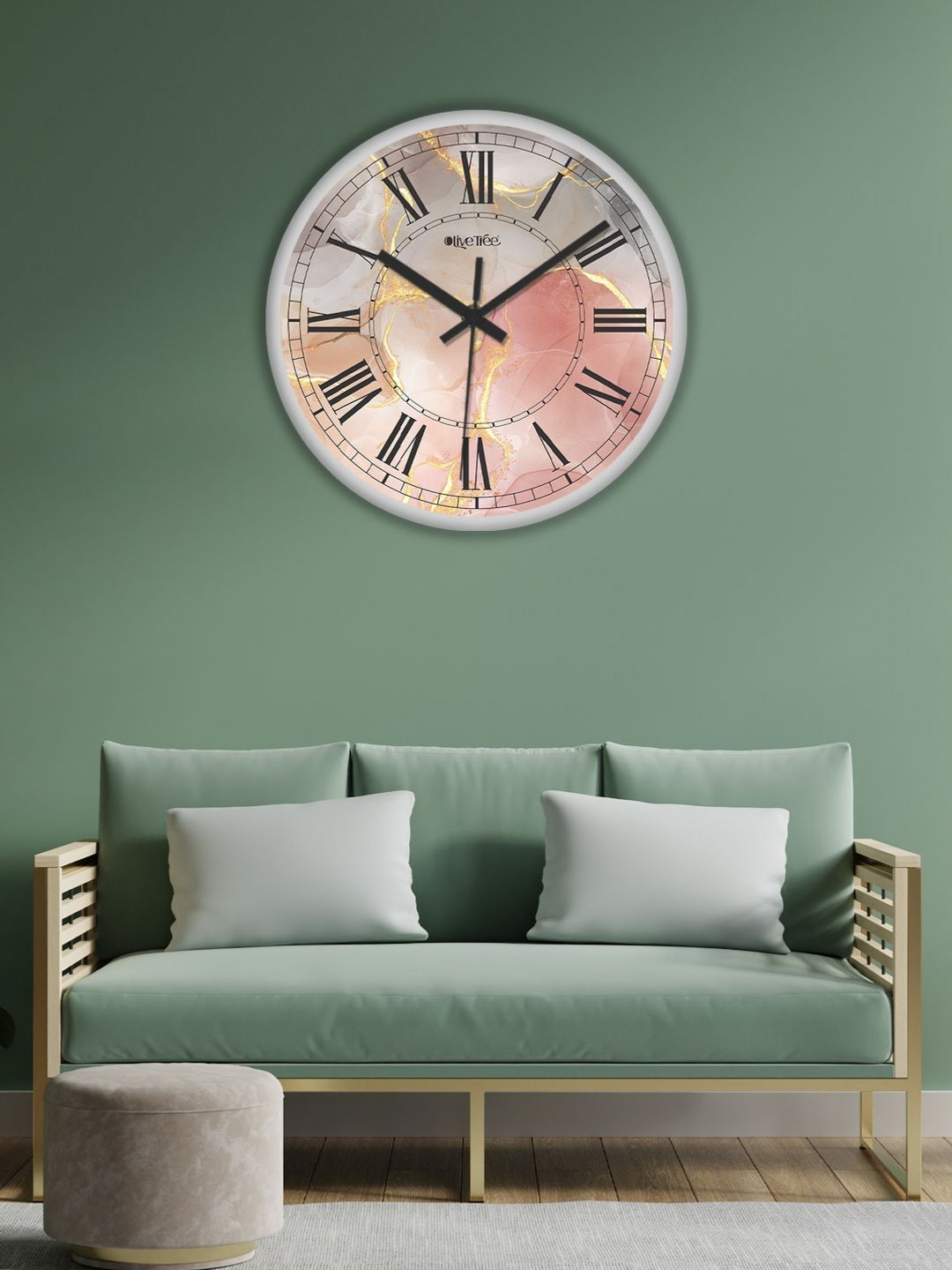 OLIVE TREE Plastic Non Ticking Round Battery Analogue Wall Clock-30.4cm