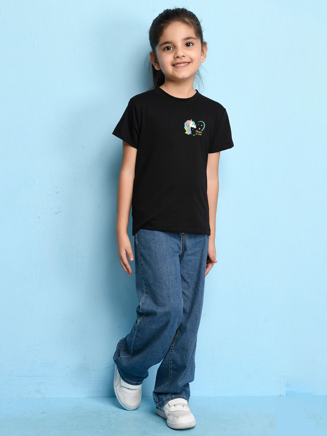 NUSYL Girls Magic is Real Text Printed Round Neck Casual T-shirt