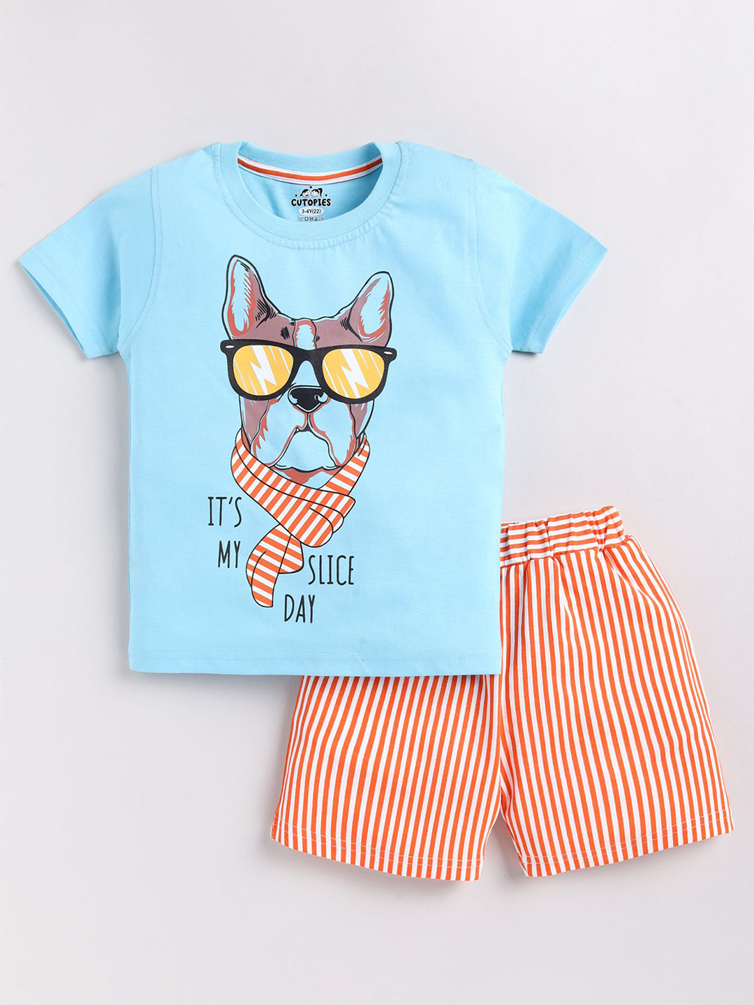 Cutopies Boys Printed Pure Cotton T-shirt With Shorts