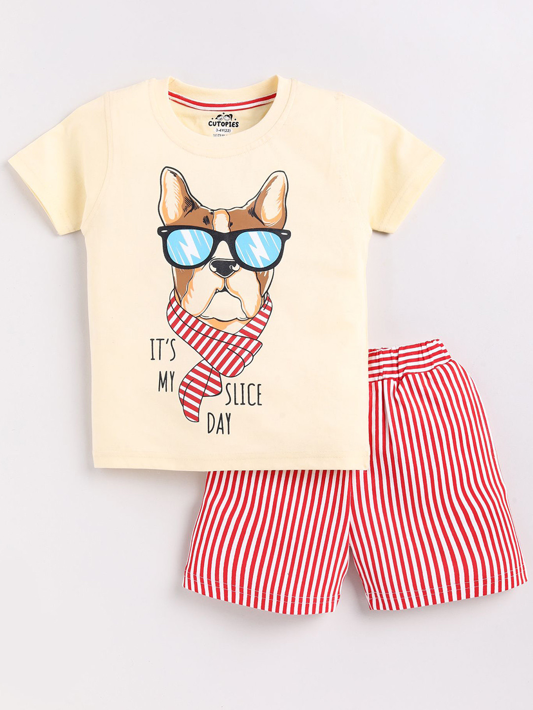 Cutopies Boys Printed Pure Cotton T-shirt With Shorts