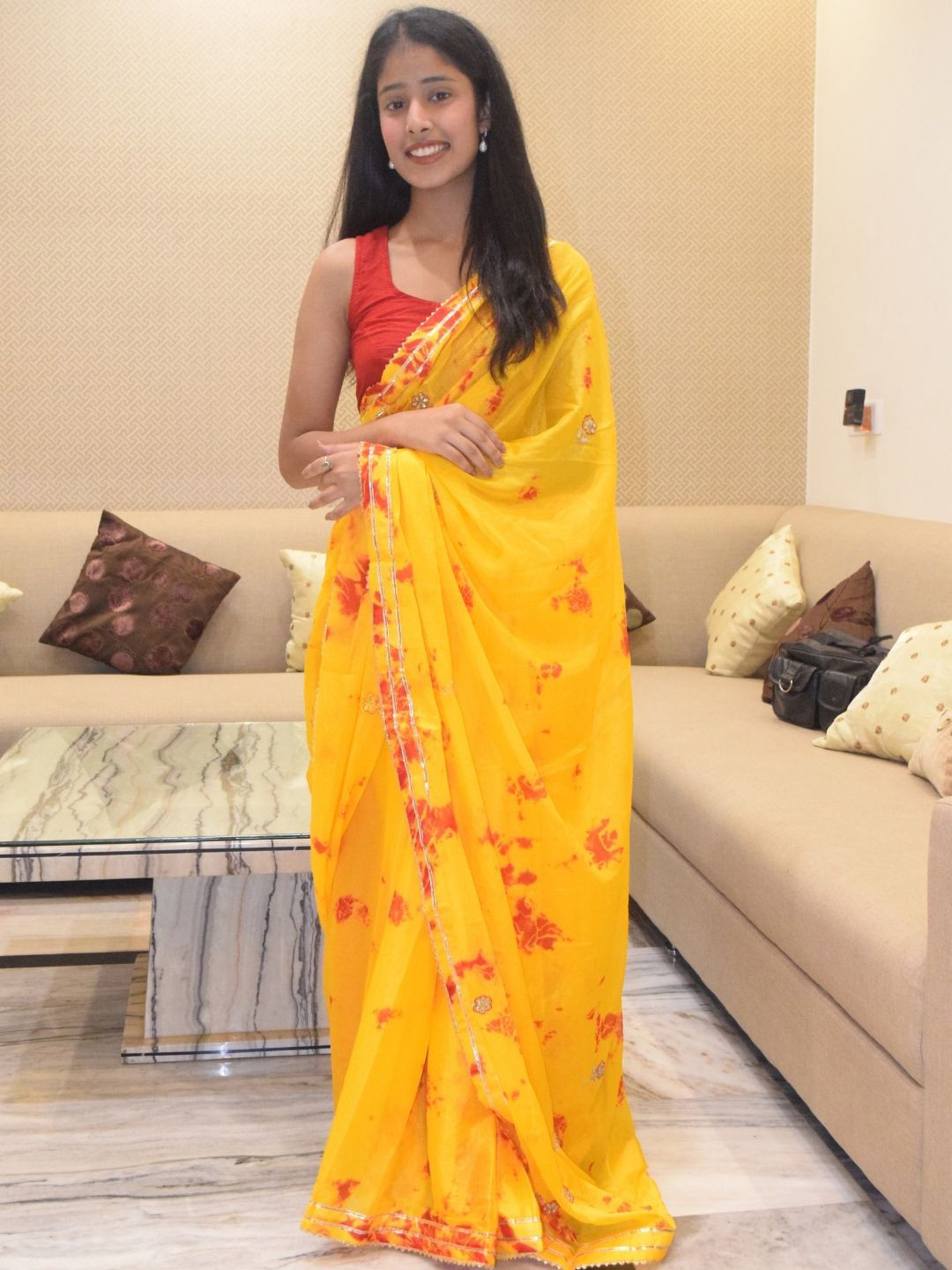 PRETTY PALLU Floral Gotta Patti Saree
