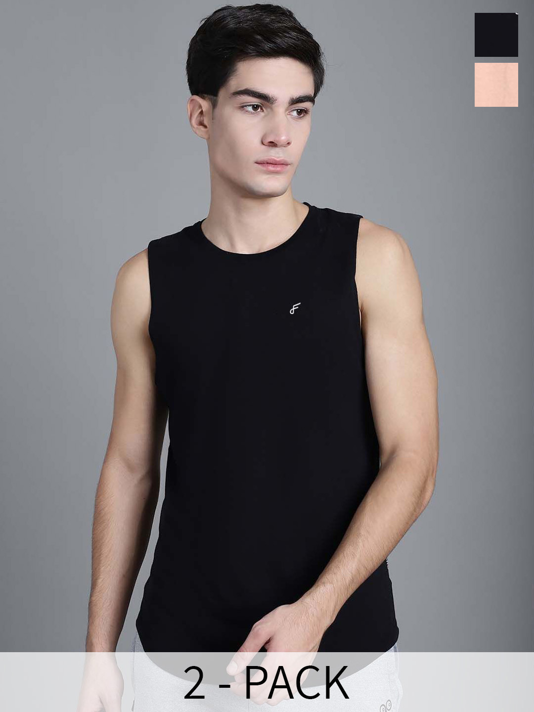 FBAR Pack Of 2 Round Neck Skin Friendly Pure Cotton Gym Innerwear Vests FBAE-01-32