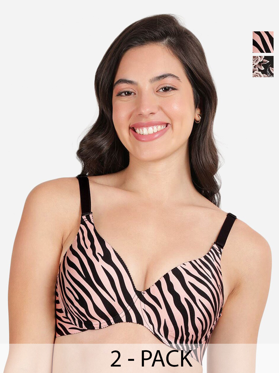 shyaway Pack Of 2 Floral Print Medium Coverage Lightly Padded T-shirt Bra- All Day Comfort