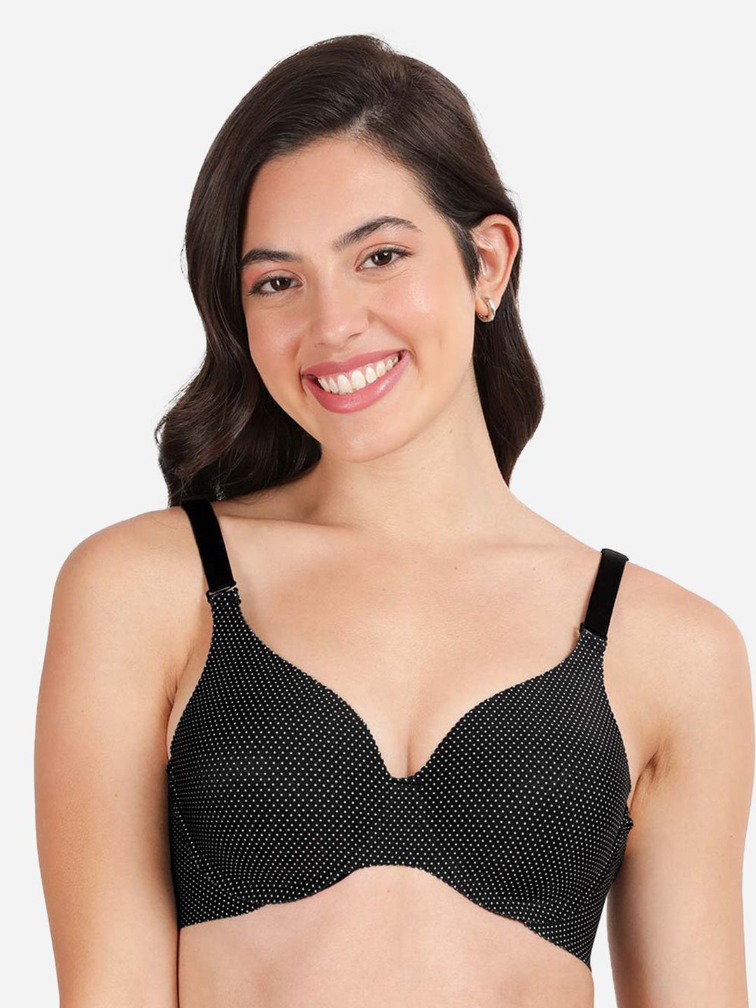 shyaway Polka Dot Printed Underwired Lightly Padded Balconette Bra With All Day Comfort