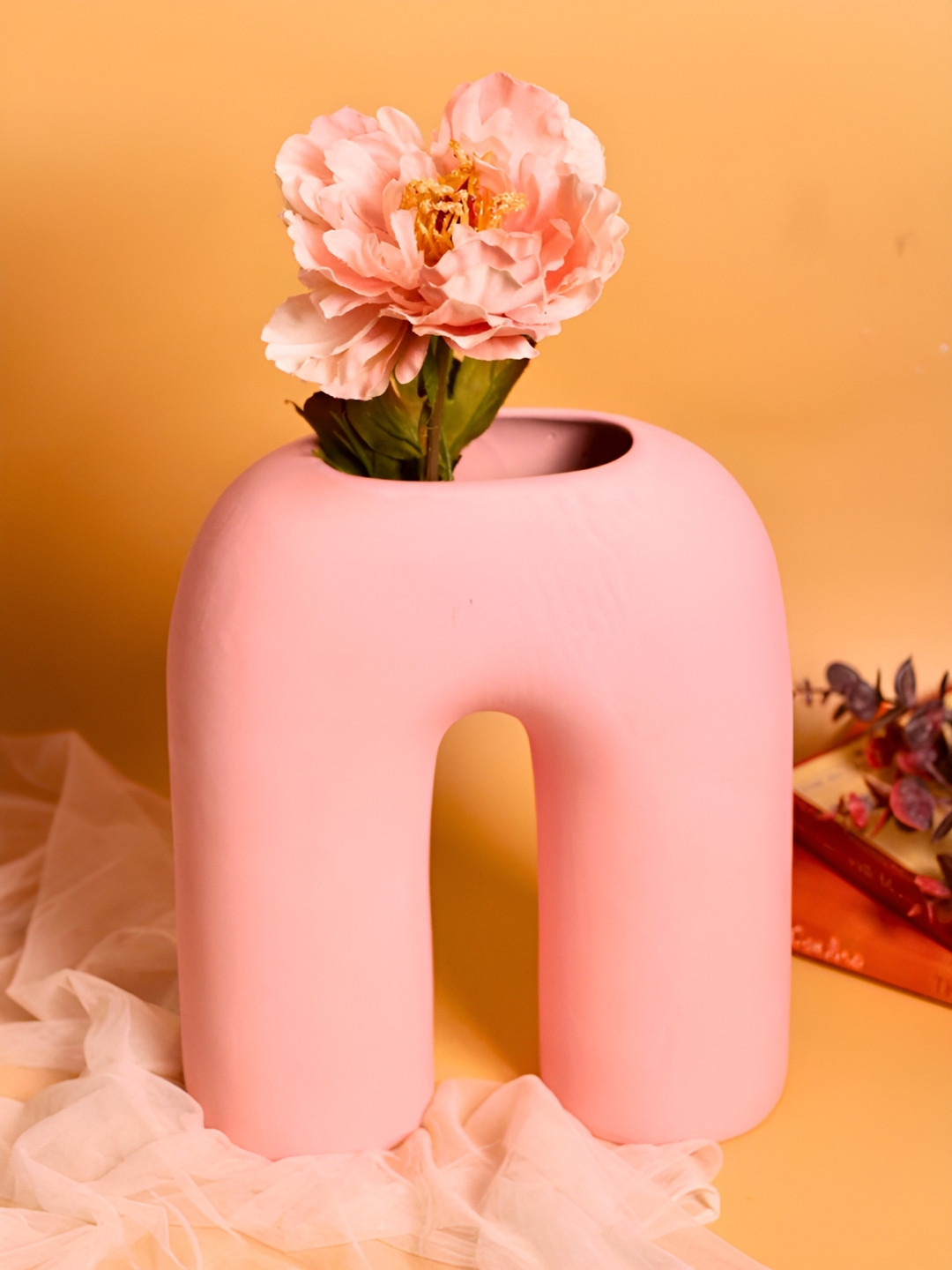 WEAVING HOMES Pink Solid Ceramic Flower Vases