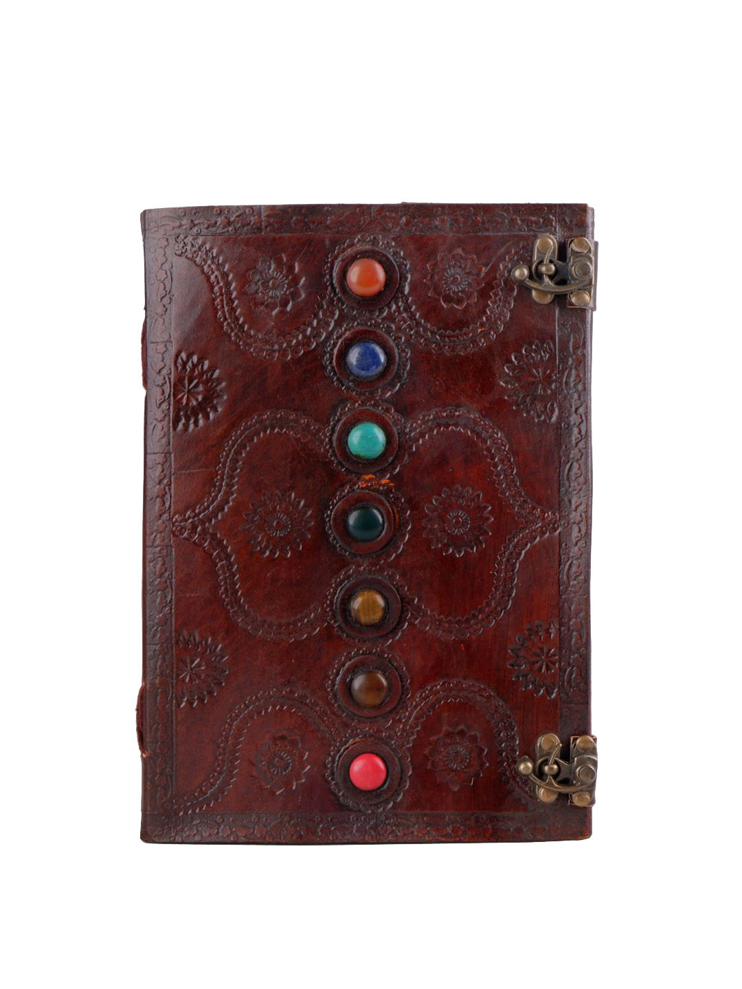 MaheTri Ethnic Motifs Embossed Infinity Stones Detail Leather Diary