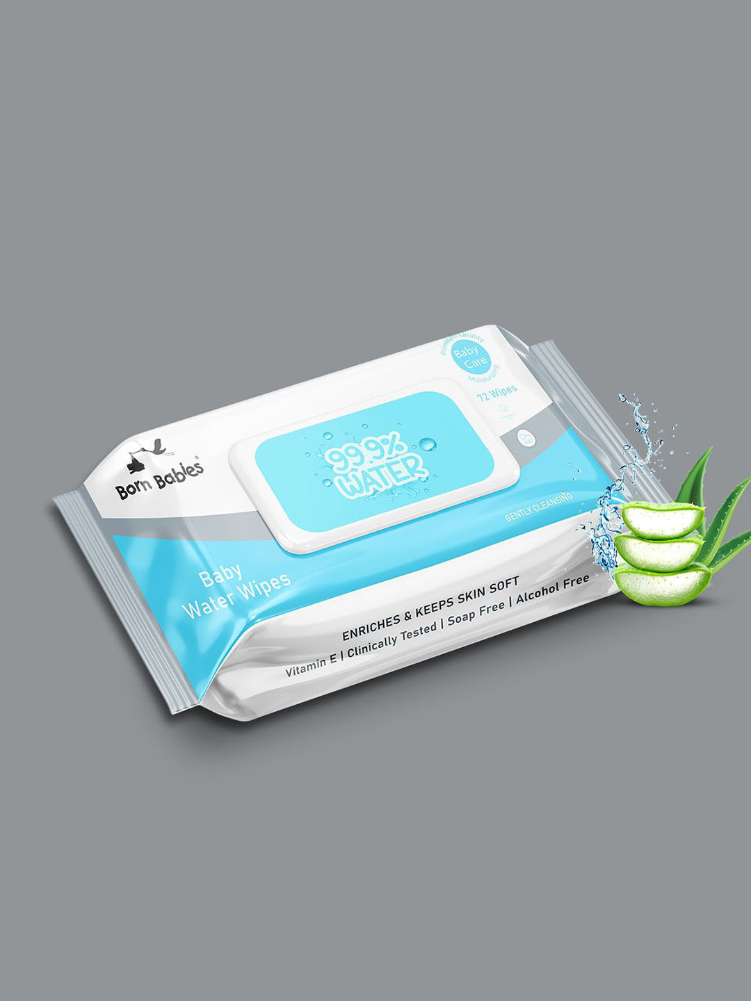 Born Babies Set Of 3 Advanced 99.9% Pure Water Baby Wipes- 72 Wipes Each