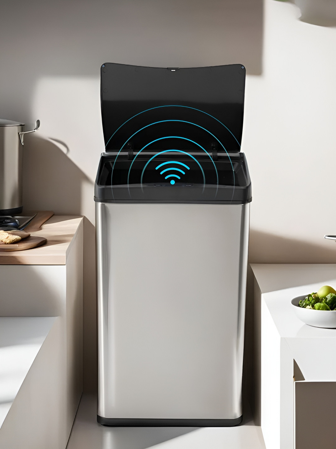 UMAI Grey Solid Stainless Steel Dustbins - 42 L