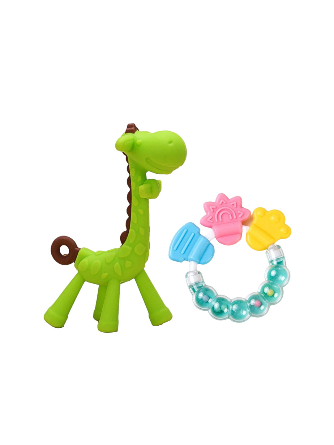 NeonateCare Set Of 2 Infants Silicone Teether & Rattle