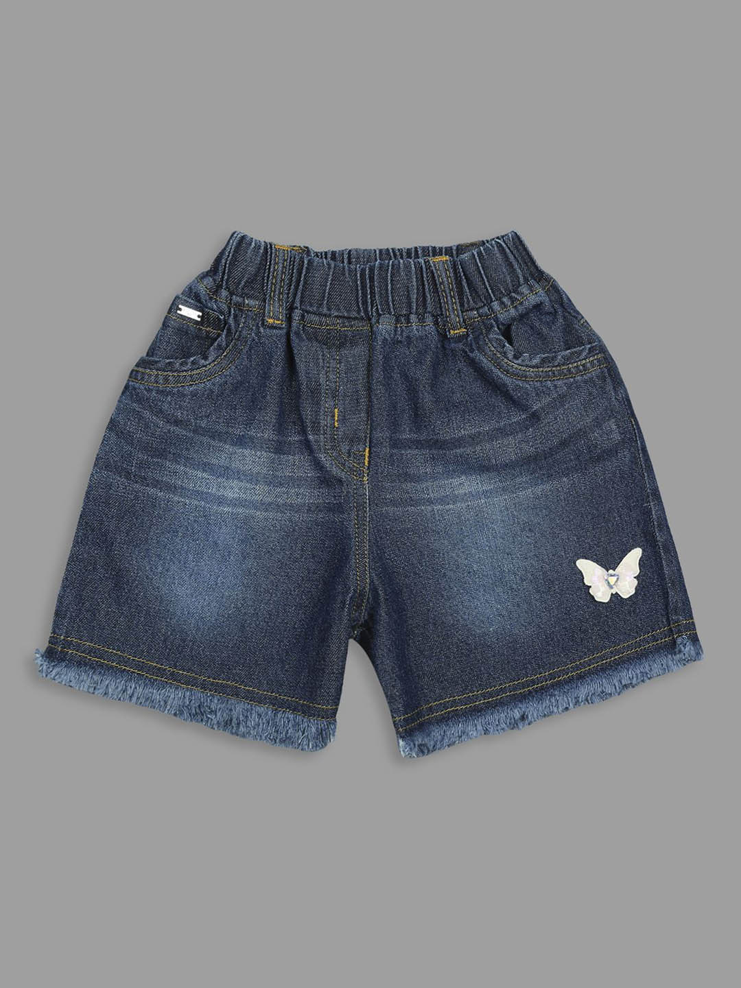 Actuel Girls Mid-Rise Above Knee Length Regular Fit Pure Cotton Denim Shorts