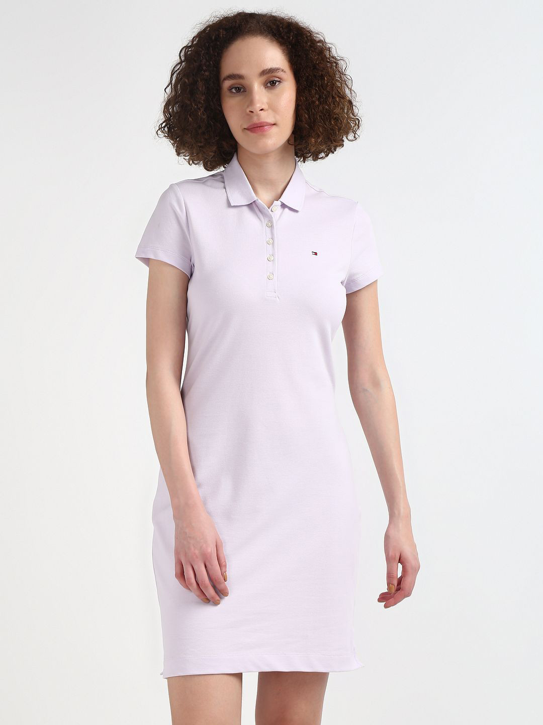 Tommy Hilfiger Shirt Collar Short Sleeves T-shirt Mini Dress