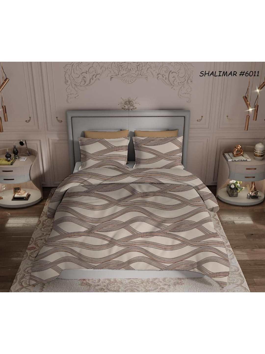 Innovative Edge Premium Brown Abstract Cotton 180 TC Fitted King Superfine Bedsheet with 2 Pillow Covers-250 x 220 cm