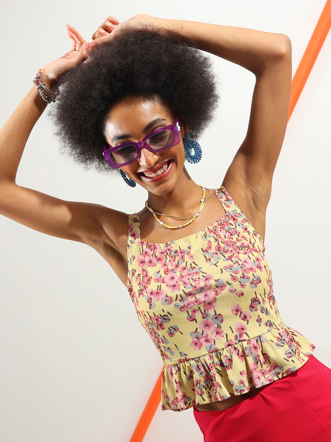 Veni Vidi Vici Floral Printed Peplum Top
