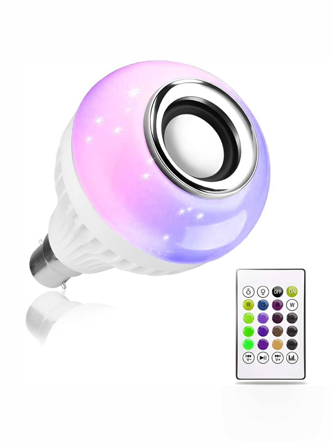SPARK WORLD White & Pink Wireless Music Playing Remote Controller Smart Bulb