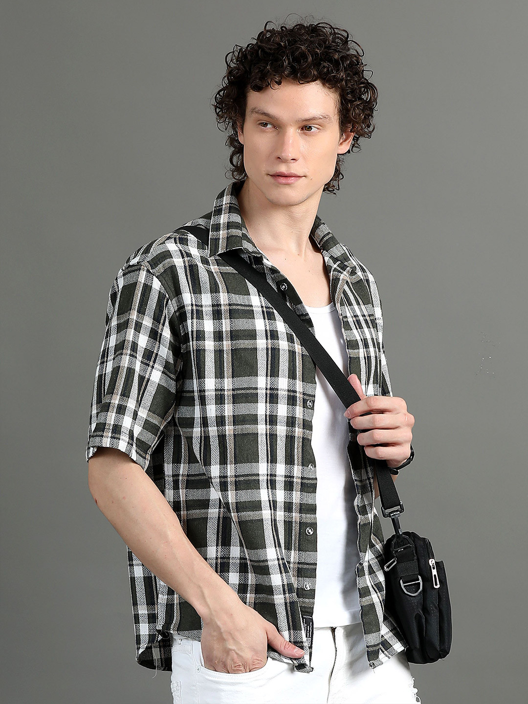 SILISOUL Oversized Relaxed Tartan Checked Cotton Shirt