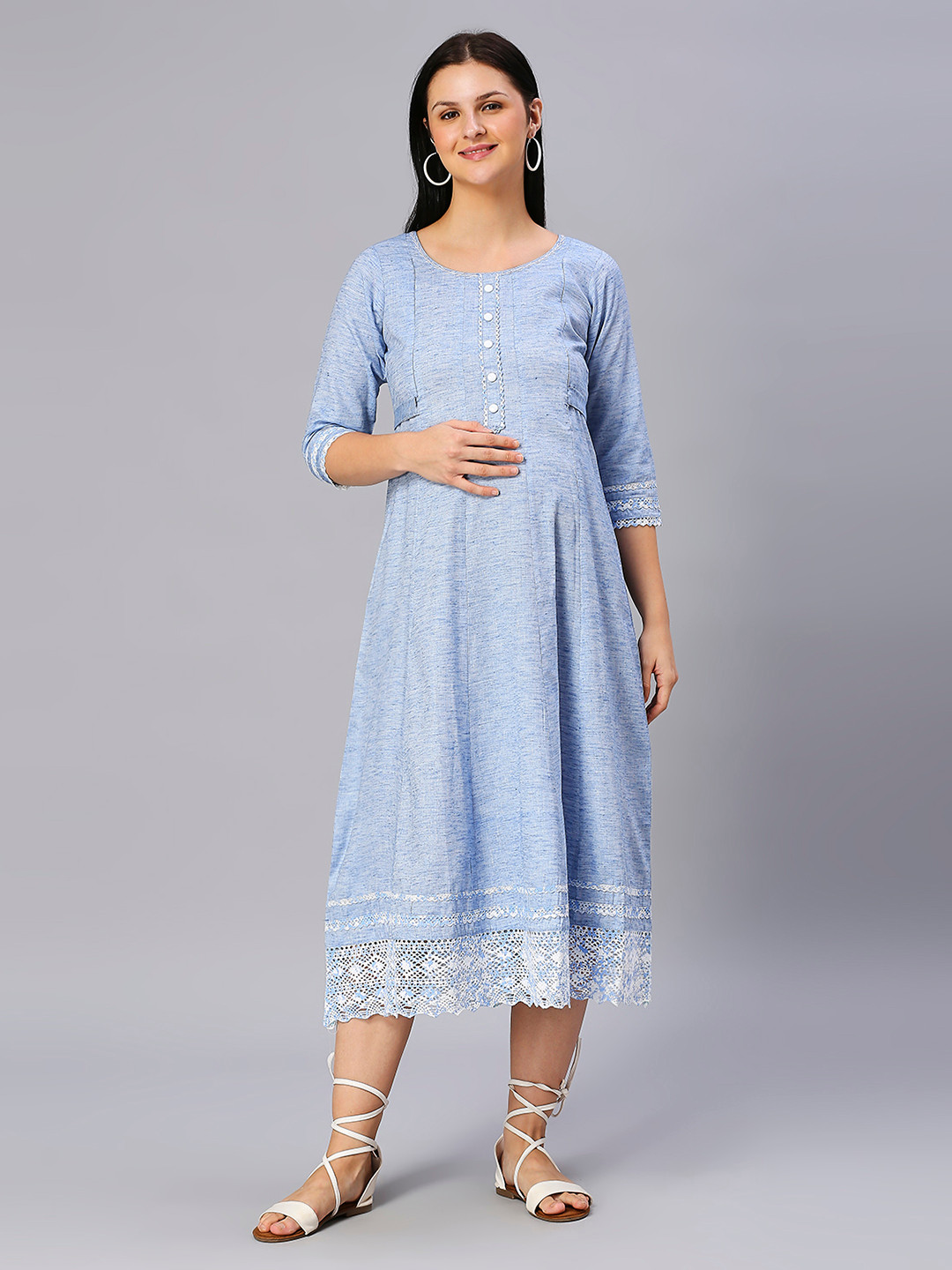DUMMY SHAPE Checked Maternity  A-Line Maxi Dress