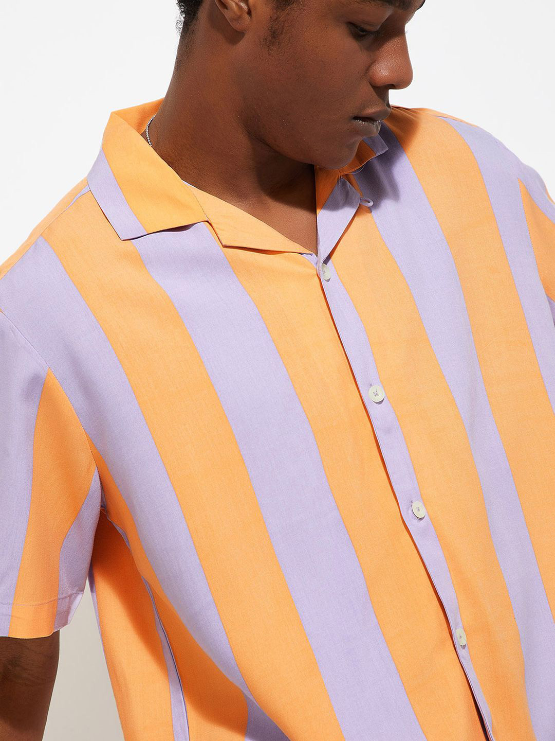 max URB_N Men Oversized Striped Shirt