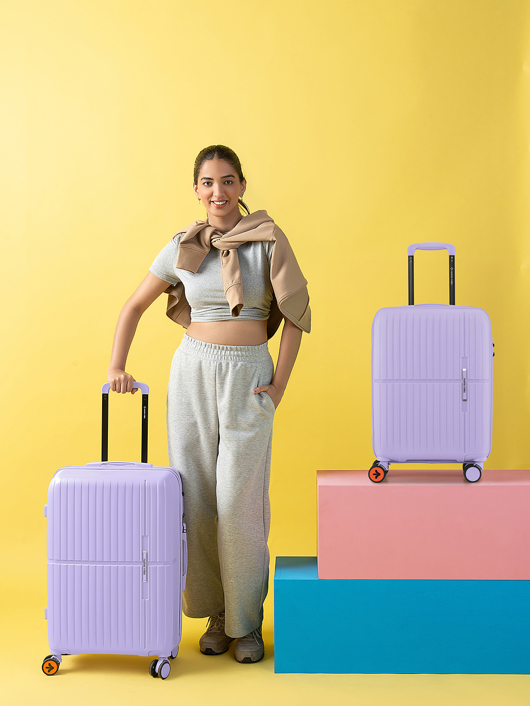 Nasher Miles Springfield Polypropylene Small-Medium Pastel Purple Trolley Bags (55-65cm)