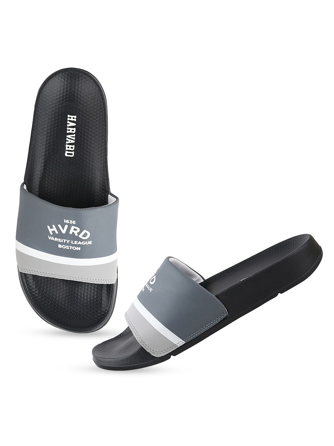 Harvard Men Black Printed Sliders