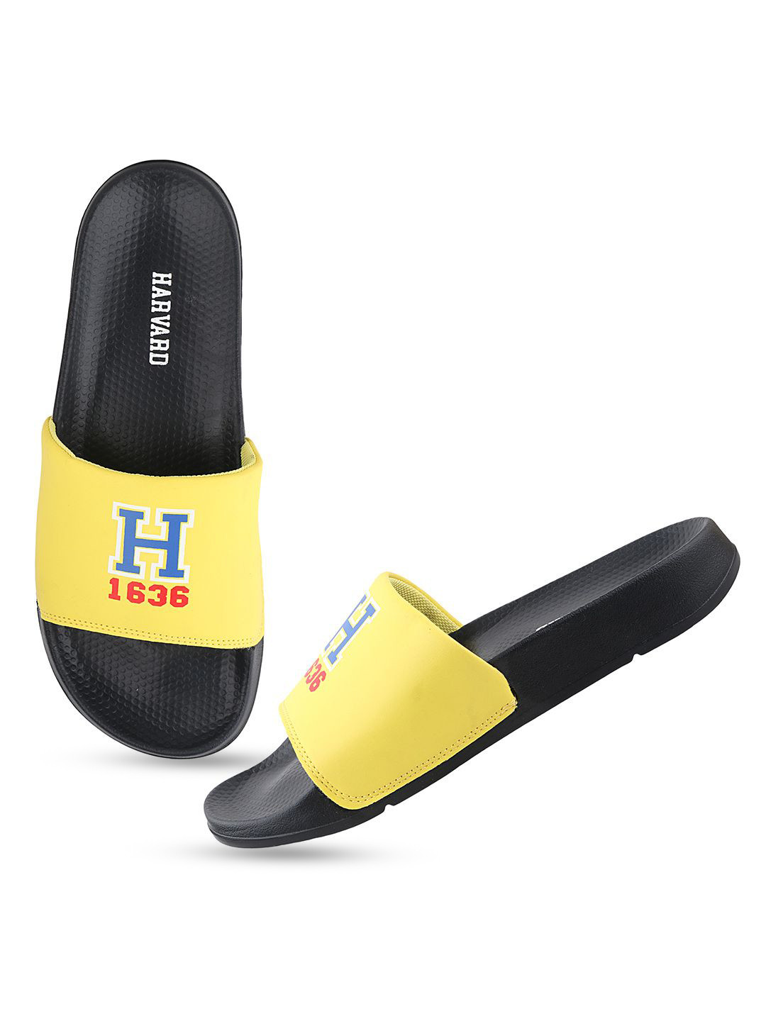 Harvard Men Black Printed Sliders